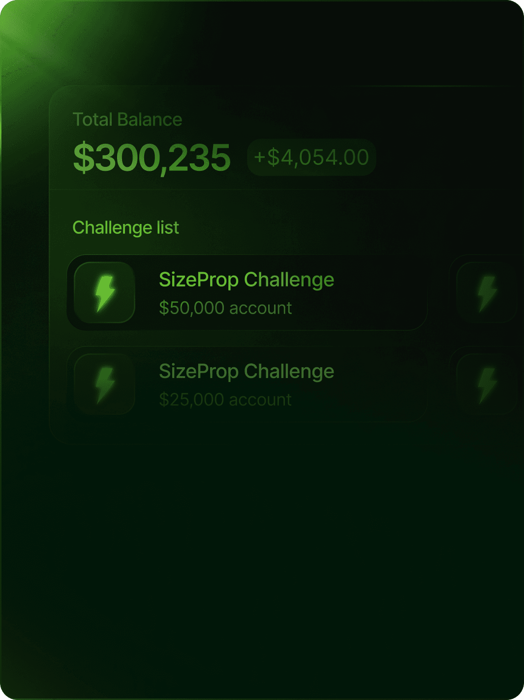 Account balance overview showing funded trading capital