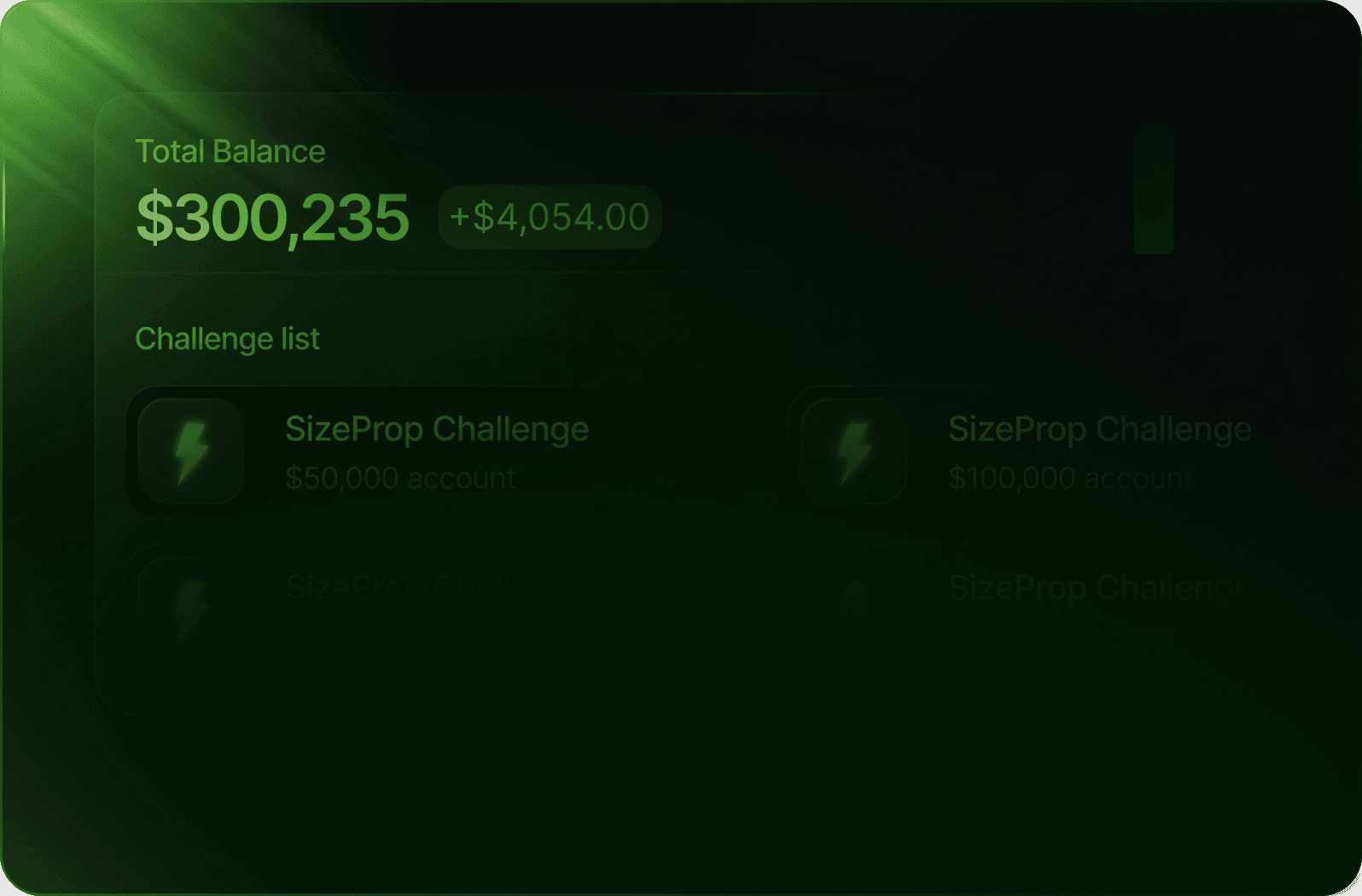 Account balance overview showing funded trading capital