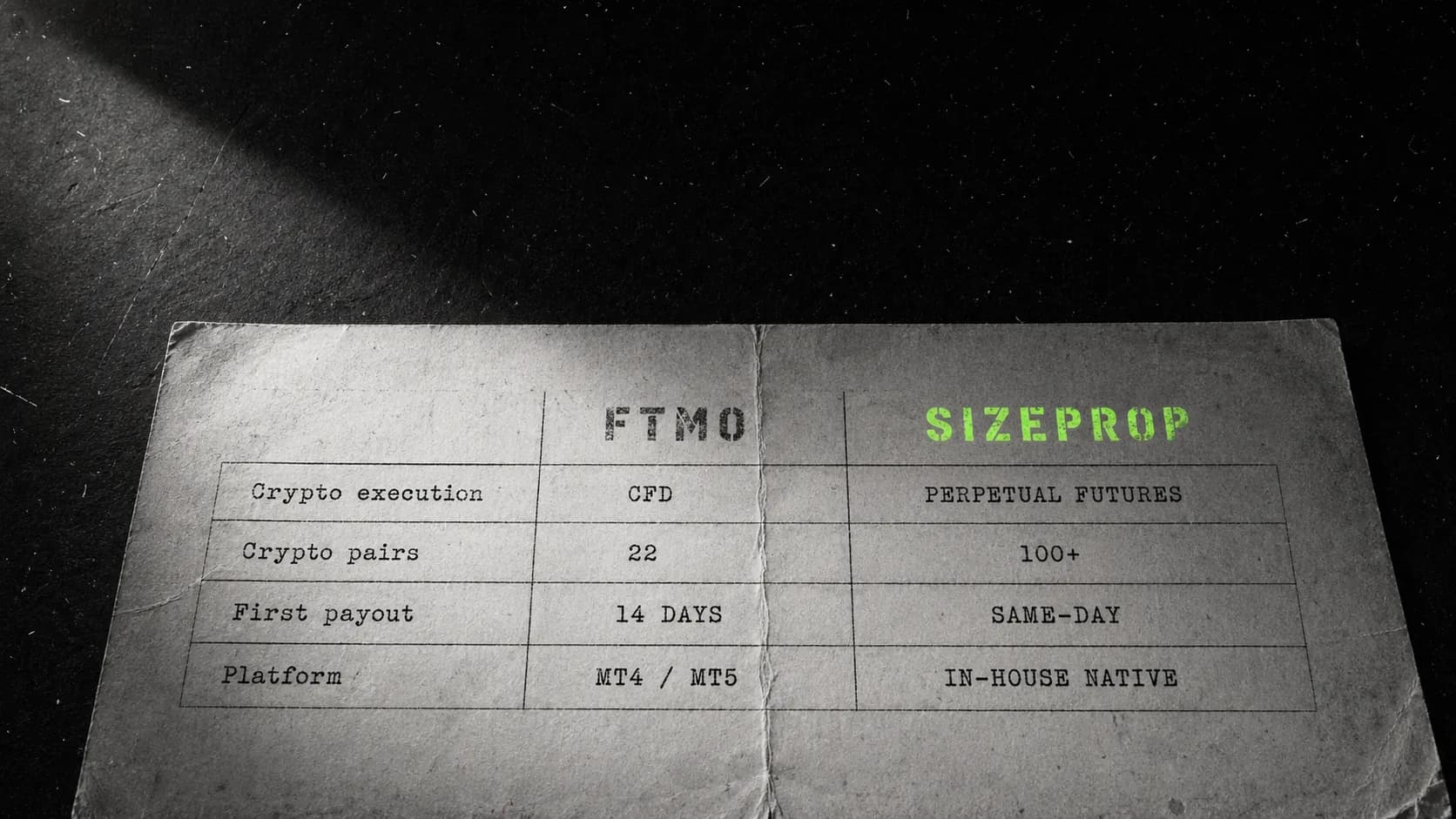 SizeProp vs FTMO for Crypto Trading: Honest 2026 Comparison